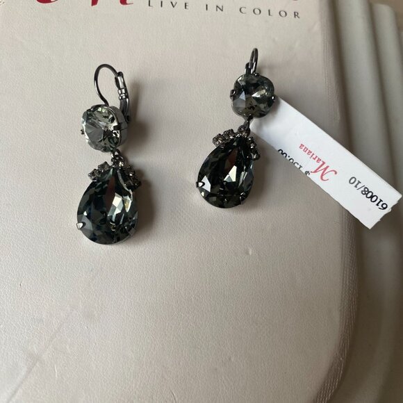 NWT Mariana Swarovski Crystal Smokey Gray Teardrop faceted drama Dangle Earrings - Picture 10 of 12